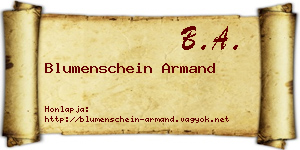 Blumenschein Armand névjegykártya